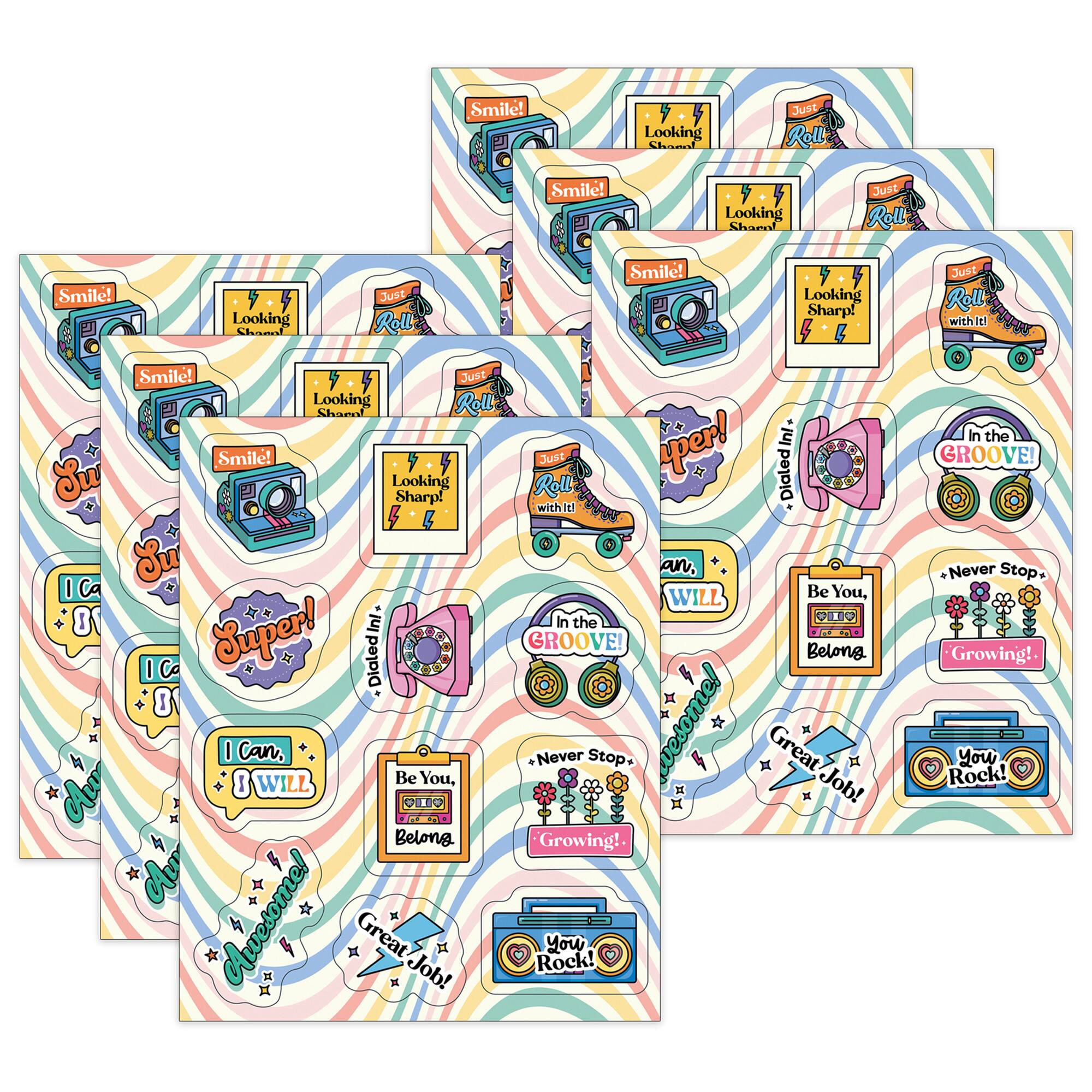 Carson Dellosa Education® Happy Ever Elementary Retro Remix Motivators Stickers, 6 Packs of 72